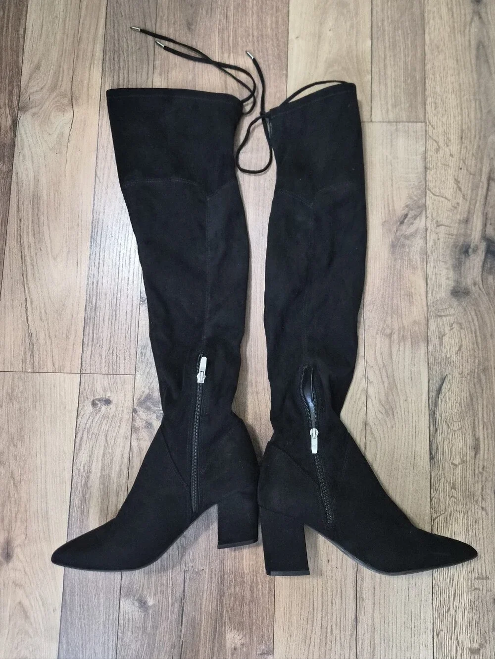 Marc Fisher Black Suede Over-the-Knee Block Heel Boots